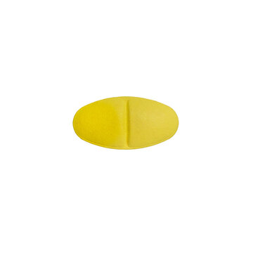 Yellow tablet close-up. Isolated on a transparent background. Top view. PNG.