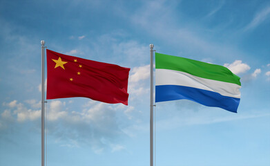 Sierra Leone and China flags, country relationship concept