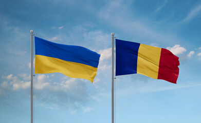 Chad and Ukraine flags, country relationship concept