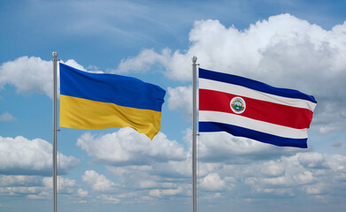 Costa Rico and Ukraine flags, country relationship concept