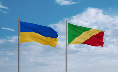 Congo and Ukraine flags, country relationship concept