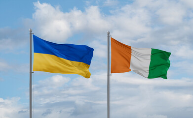 Cuba and Ukraine flags, country relationship concept