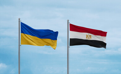 Egypt and Ukraine flags, country relationship concept