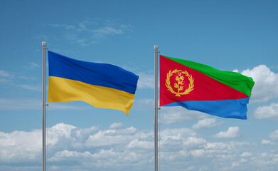 Eritrea and Ukraine flags, country relationship concept