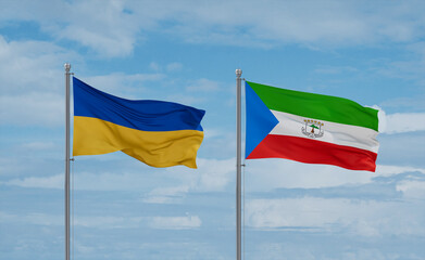 Equatorial Guinea and Ukraine flags, country relationship concept