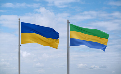 Gabon and Ukraine flags, country relationship concept