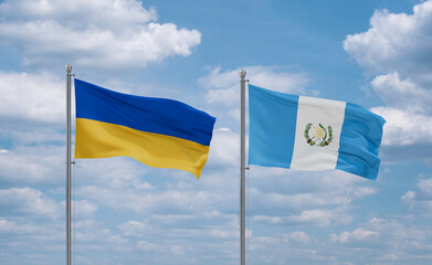 Guatemala and Ukraine flags, country relationship concept