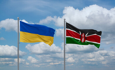 Kenya and Ukraine flags, country relationship concept