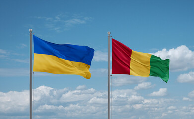 Guinea and Ukraine flags, country relationship concept