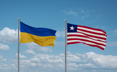 Liberia and Ukraine flags, country relationship concept