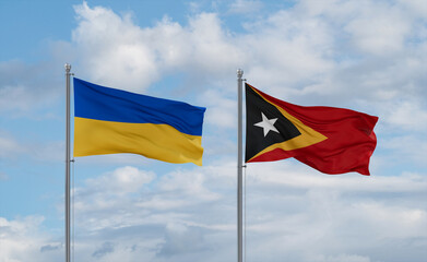 East Timor and Ukraine flags, country relationship concept