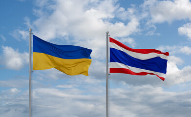 Thailand and Ukraine flags, country relationship concept