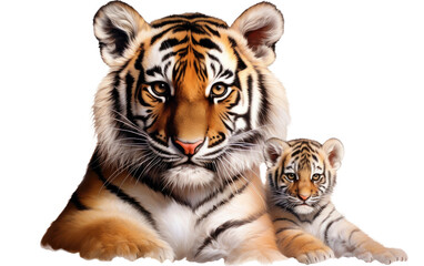 Tiger Heart of the Wild Love and Care on a Clear Surface or PNG Transparent Background.
