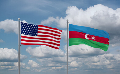 Azerbaijan and USA flags, country relationship concept