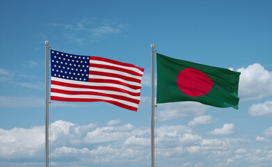 Bangladesh and USA flags, country relationship concept