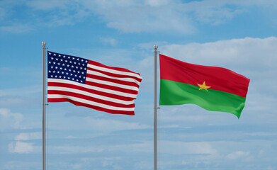 Burkina Faso and USA flags, country relationship concept