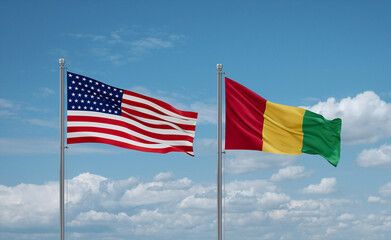 Guinea and USA flags, country relationship concept