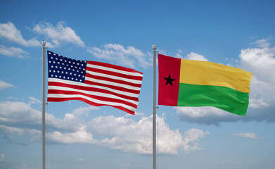 Guinea-Bissau and USA flags, country relationship concept