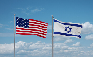 Israel and USA flags, country relationship concept - 662443554
