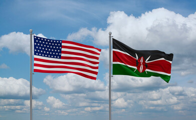 Kenya and USA flags, country relationship concept