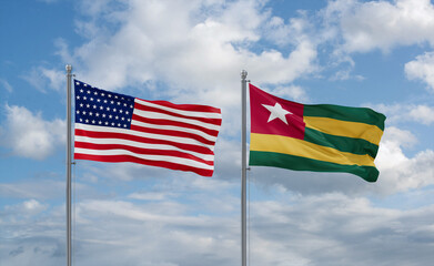 Togo and USA flags, country relationship concept