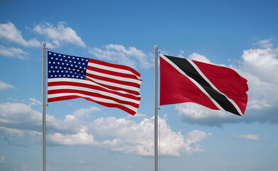 Trinidad and Tobago and USA flags, country relationship concept