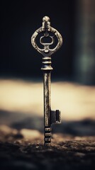 An old key is sitting on the ground