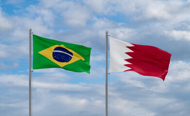 Bahrain and Brazil flags, country relationship concept