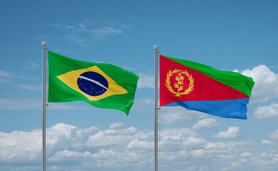 Eritrea and Brazil flags, country relationship concept
