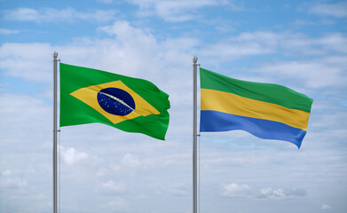 Gabon and Brazil flags, country relationship concept