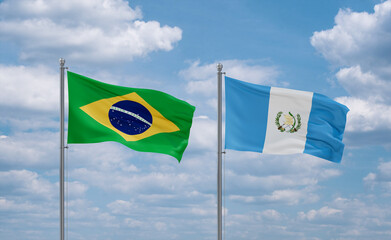 Guatemala and Brazil flags, country relationship concept