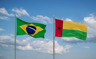 Guinea-Bissau and Brazil flags, country relationship concept
