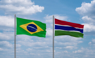Gambia and Brazil flags, country relationship concept