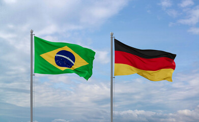 Germany and Brazil flags, country relationship concept