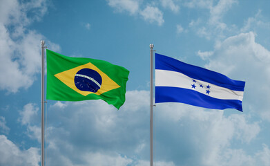 Honduras and Brazil flags, country relationship concept