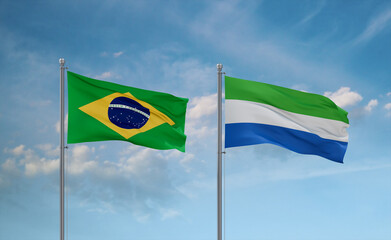 Sierra Leone and Brazil flags, country relationship concept