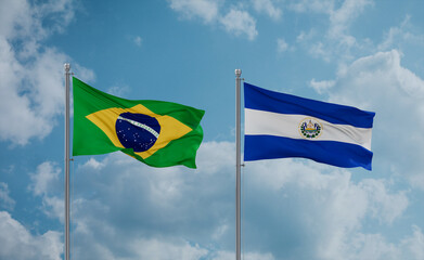 Salvador and Brazil flags, country relationship concept