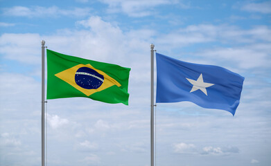 Somalia and Brazil flags, country relationship concept