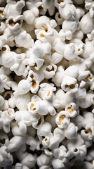 A bunch of white popcorn sitting on top of a table