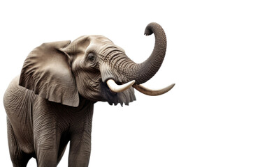 Elephant Roaring in the Wild on a Clear Surface or PNG Transparent Background.