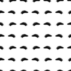 Eyelashes seamless pattern vector illustration. Black and white lashes template print with closed female eyes. Beauty, fashion, makeup background. Lashmaking wallpaper for lamination, extension cards