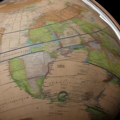 An antique globe with intricate cartographic details3, Generative AI
