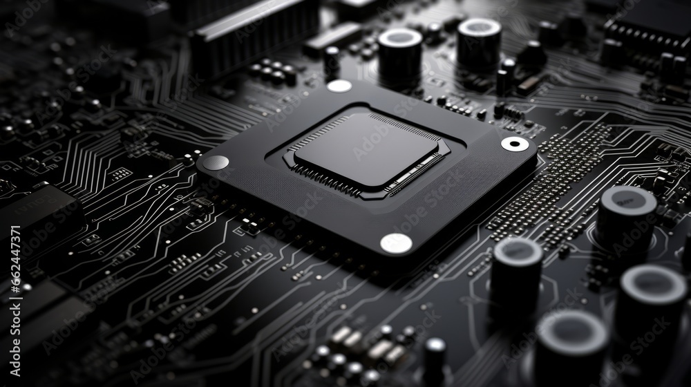 Poster a close up of a cpu chip on a motherboard
