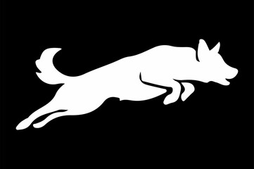 Fototapeta premium Silhouette vector of a black and white jumping dog 