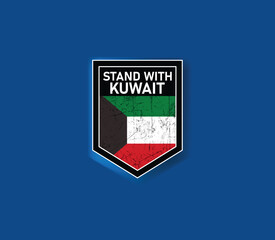 "Stand with Kuwait" - Show your support with this powerful flag and shield design.