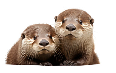 Otter Running Wild with Love on a Clear Surface or PNG Transparent Background.