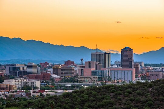 Aerial Vista of Tucson, Arizona - 4K City Skyline View