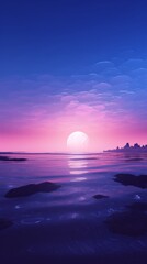 A purple and blue sunset over the ocean