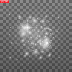 Abstract stylish light effect on a black background. Gold glowing neon line. Golden luminous dust and glares. Flash Light. luminous trail. Vector illustration. EPS 10