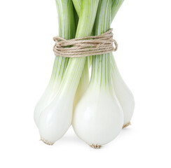 Bunch of green spring onions isolated on white